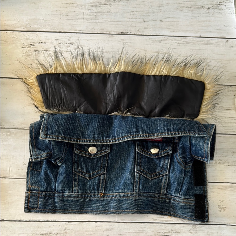 Denim and Faux Fur Dog Jacket